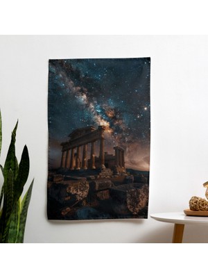Antik Mimari Etkisi Modern Sanat Duvar Örtüsü - Canlı Ranforce Kumaş - Hafif Yatak Odası ve
