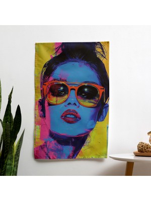 Popart Tarzı Duvar Örtüsü -  Pamuk Sırt, Canlı Polyester Ön - Yatak Odası, Oturma Odası,