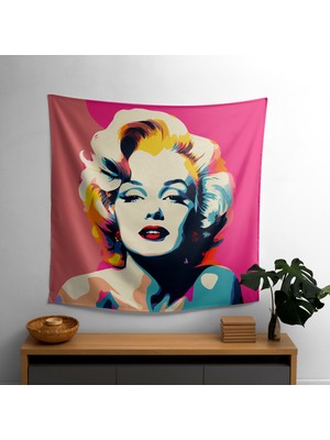 Renkli Marilyn Monroe Duvar Örtüsü - Canlı Süblimasyon Baskılı Ranforce Kumaş (%100 Pamuk