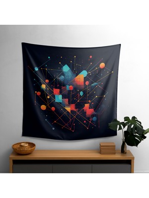 Şık Yıldız Haritası  Duvar Örtüsü -  Pamuk Sırt, Polyester Ön, Canlı Renkler - Modern