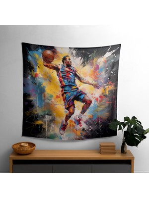 Canlı Basketbol Oyuncusu Kumaş Duvar Sanatı Örtü - Yatak Odası, Oturma Odası, Yurt Için Hafif