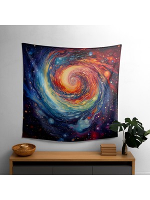 Modern Yıldız Haritası Baskılı Duvar Örtüsü -  Polyester Ön, Pamuk Arka - Canlı Renkler