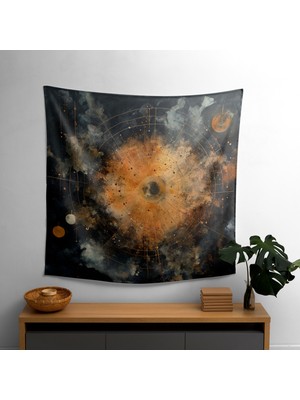 Dünyevi Gök Haritası  Duvar Örtüsü - Canlı Süblimasyon Baskı,  Pamuk Sırt, Ranforce Kumaş