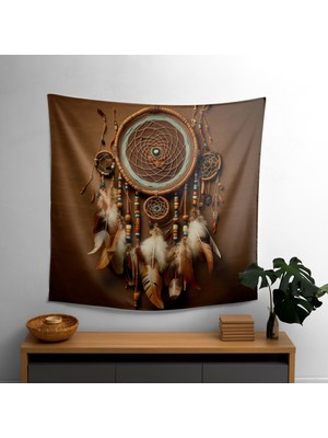 Kızılderili Dreamcatcher Duvar Örtüsü | Canlı Süblimasyon Baskı |  Pamuk Sırt | Ranforce