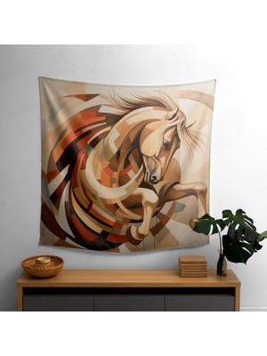 Dinamik At Hareketi Baskılı Duvar Örtüsü - Canlı Renkler, Yatak Odası, Oturma Odası Veya Yurt