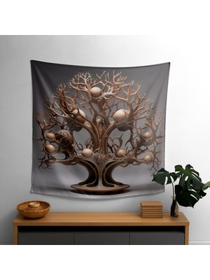 Gerçeküstü Hayat Ağacı Duvar Örtüsü -  Pamuk Sırt, Polyester Ön, Ranforce Kumaş, Canlı