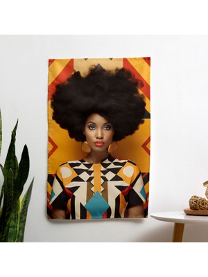 Geometrik Afro  Duvar Örtüsü - Yatak Odası, Oturma Odası Veya Yurt Için Canlı Baskılı Kumaş