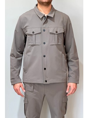 Erkek Modern Fermuarlı Üst 24720 Vizon