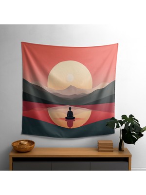 Zen Meditasyon  Duvar Örtüsü - Canlı Renkler, Süblimasyon Baskı - Yatak Odası, Oturma Odası,