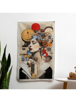 Basquiat'tan Esinlenen Eklektik Kumaş Duvar Sanatı Örtü - Canlı Süblimasyon Baskı - Yatak