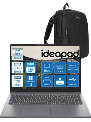 Lenovo Ideapad Slim 3 16IRH10 Intel Core I7 13620H 16GB 1tb SSD Windows 11 Pro 16" Wuxga (1920X1200) IPS 300NITS Taşınabilir Bilgisayar 83K2001VTRP02 + Zetta Çanta