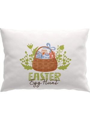 Çift Taraflı Dijital Baskı Kırlent Kılıfı Paskalya - Happy Easter Temalı