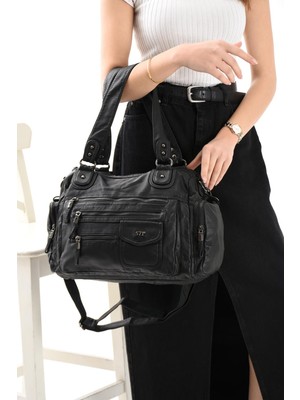 Suni Deri Omuz Çantası Siyah (Model: 571-13-10R)