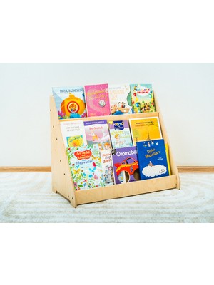 Ahşap Çocuk Kitaplığı - Montessori Tarzı, Doğal Kitap Rafı
