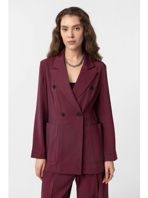 Antioch Bordo Kruvaze Kadın Blazer Ceket