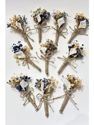 Mavi Gala Cipsolu Damat Yaka Çiçeği Sağdıç Çiçeği 10 Adet