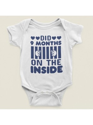 Sevbano 9 Ay Içerde Yattım Yazılı Pamuklu Yumuşak Unisex Çıtçıtlı Body Zıbın