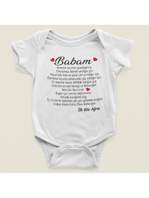 Sevbano Babam Ilk Göz Ağrın Yazılı Pamuklu Yumuşak Unisex Çıtçıtlı Body Zıbın