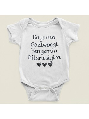 Sevbano Dayımın Gözbebeği Yengemin Bitanesiyim Yazılı Pamuklu Yumuşak Unisex Çıtçıtlı Body Zıbın