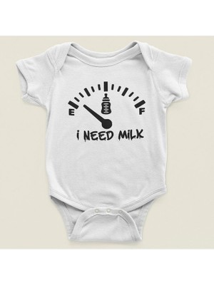 Sevbano Tasarım Süte Ihtiyacım Var Yazılı Pamuklu Yumuşak Unisex Çıtçıtlı Body Zıbın