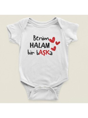 Sevbano Benim Halam Bir Başka Yazılı Pamuklu Yumuşak Unisex Çıtçıtlı Body Zıbın
