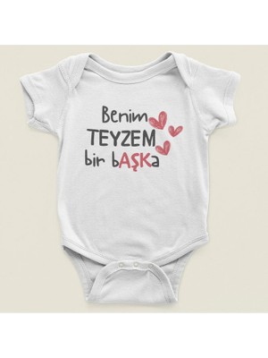 Sevbano Benim Teyzem Bir Başka Yazılı Pamuklu Yumuşak Unisex Çıtçıtlı Body Zıbın