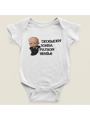 Sevbano Dedemden Sonra Patron Benim ! Yazılı Pamuklu Yumuşak Unisex Çıtçıtlı Body Zıbın