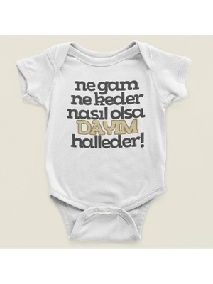Sevbano Dayım Halleder ! Yazılı Pamuklu Yumuşak Unisex Çıtçıtlı Body Zıbın