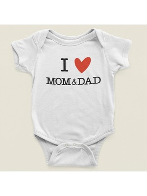 Sevbano Annemi ve Babamı Seviyorum Yazılı Pamuklu Yumuşak Unisex Çıtçıtlı Body Zıbın