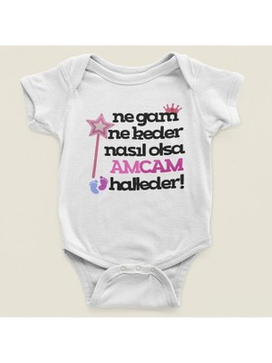 Sevbano Amcam Halleder ! Yazılı Pamuklu Yumuşak Unisex Çıtçıtlı Body Zıbın