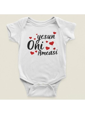 Sevbano Yesun Oni Amcası Yazılı Pamuklu Yumuşak Unisex Çıtçıtlı Body Zıbın