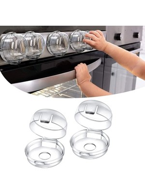 Ozcmax 4 Lü Set Ocak- Fırın Düğme Koruyucu Kilitli Güvenlik Kapakları