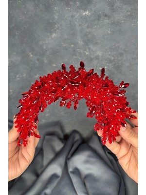 Elena Model Gelin Tacı Boncuk İşlemeli Türban ve Saç Aksesuarı