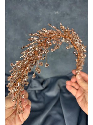 Hera Kristal Boncuklu Gelin Tacı