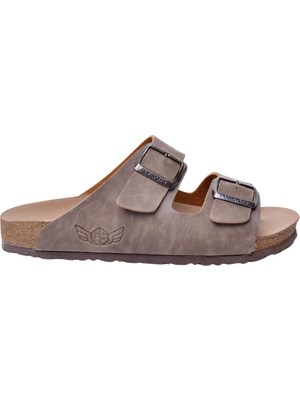 Fly Soft S903-002 Erkek Iki Tokalı Mantar Tabanlı Yazlık Comfort Terlik Vizon