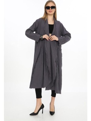 Bohomiyan Uzun Saçaklı Keten Kaftan & Kap