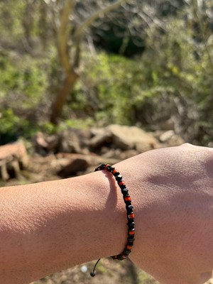 Sırlı Taş Varisit, Hematit Bileklik - İden Black Orange Bileklik - Tasarım Bileklik