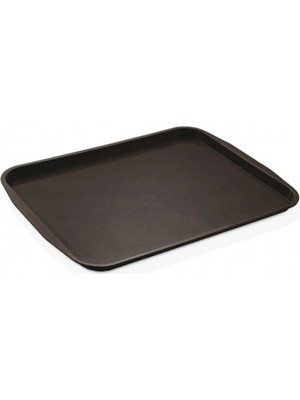 10 Adet Siyah Midi Boy Plastik Servis Tepsisi Kırılmaz Lokanta Büfe Fast Food Kullanım (44 x 32  cm )