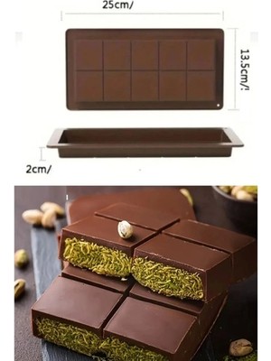 Ozcmax Meşhur Dubai Çikolatası Kalıbı Silikon - Büyük Tablet Çikolata Mum Kek Kalıbı Pasta Kalıbı