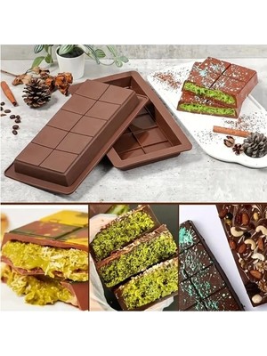 Ozcmax Meşhur Dubai Çikolatası Kalıbı Silikon - Büyük Tablet Çikolata Mum Kek Kalıbı Pasta Kalıbı