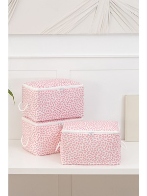 Teknotrust 3'lü Yaprak Pudra Baskılı Küçük Boy Baza Altı, Valiz Düzenleyici Hurç / 30 x 22 x 18