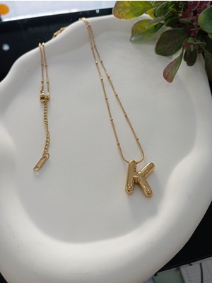 Çelik K Balon Harf Kolye 60 cm