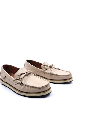 Hammer Jack H2505 Portofino  Deri Erkek Bej Renk Marin Bağcıksız Loafer Ayakkabı