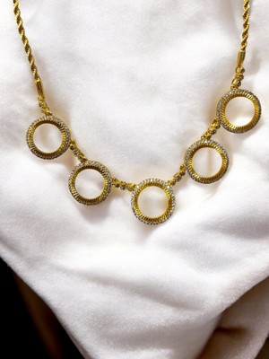 Polo Steel Çeyrek Yuvalı 5’li Kolye - Altın Kaplama