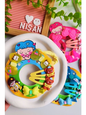 6 Parça Karışık Figürlü Toka Seti (2 Lastik , 2 Pens,2 Çıtçıt Toka)