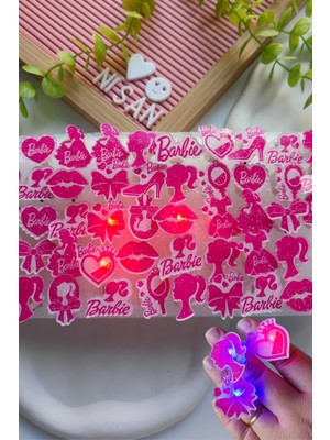 Barbi Figürlü  Işıklı Ayarlanabilir Yüzük 1 Adet(Pil Dahildir)