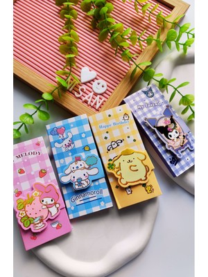Kuromi-My Melody-Cinnamaroll-Pompompurrin Cırtcırtlı Post-It Defter