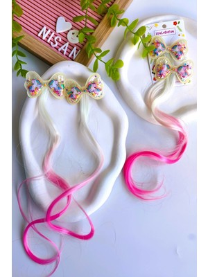 Kız Çocuk Pullu Unicorn Yapay Saç Postiş 2 Adet