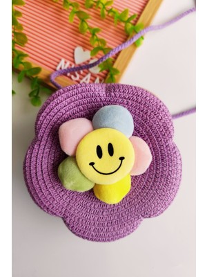 Kız Çocuk Bayramlık  Papatya Gülenyüz Hasır Çanta (Askısı Ayarlanabilir)