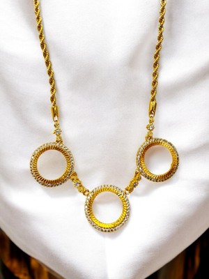 Polo Steel Çeyrek Yuvalı 3’lü Kolye - Altın Kaplama